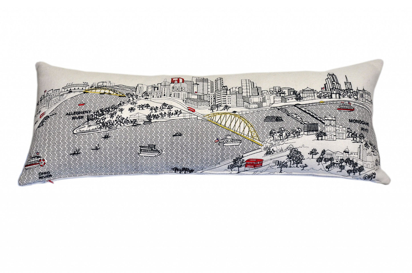 35" White Pittsburgh Daylight Skyline Lumbar Decorative Pillow FurniFindUSA