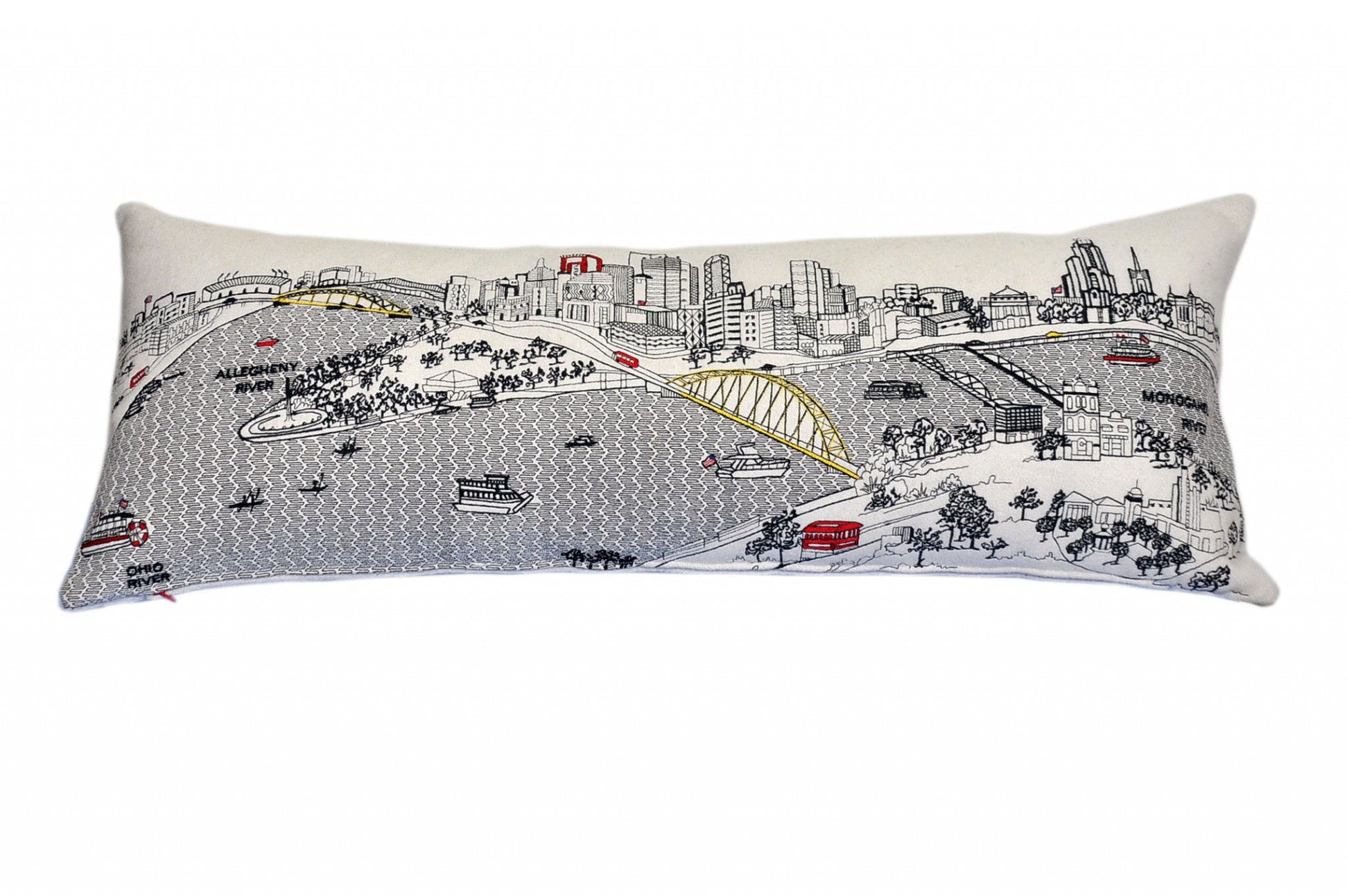 35" White Pittsburgh Daylight Skyline Lumbar Decorative Pillow FurniFindUSA