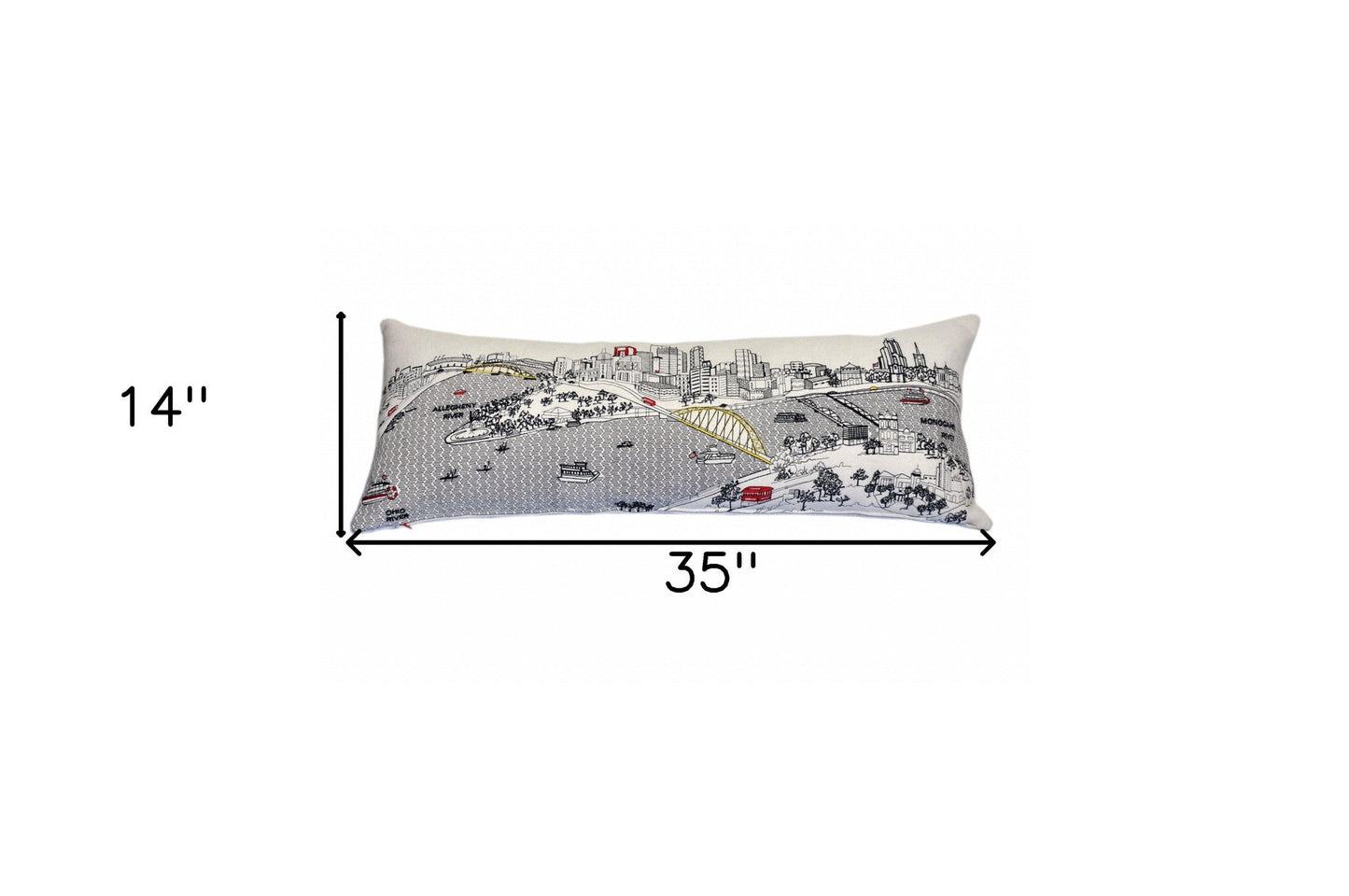 35" White Pittsburgh Daylight Skyline Lumbar Decorative Pillow FurniFindUSA