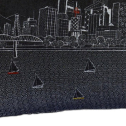 14" X 35" Dark Gray And White Portland Nighttime Skyline Lumbar Decorative Pillow HomeRoots