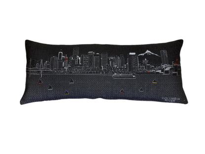 35" Black Portland Nighttime Skyline Lumbar Decorative Pillow FurniFindUSA