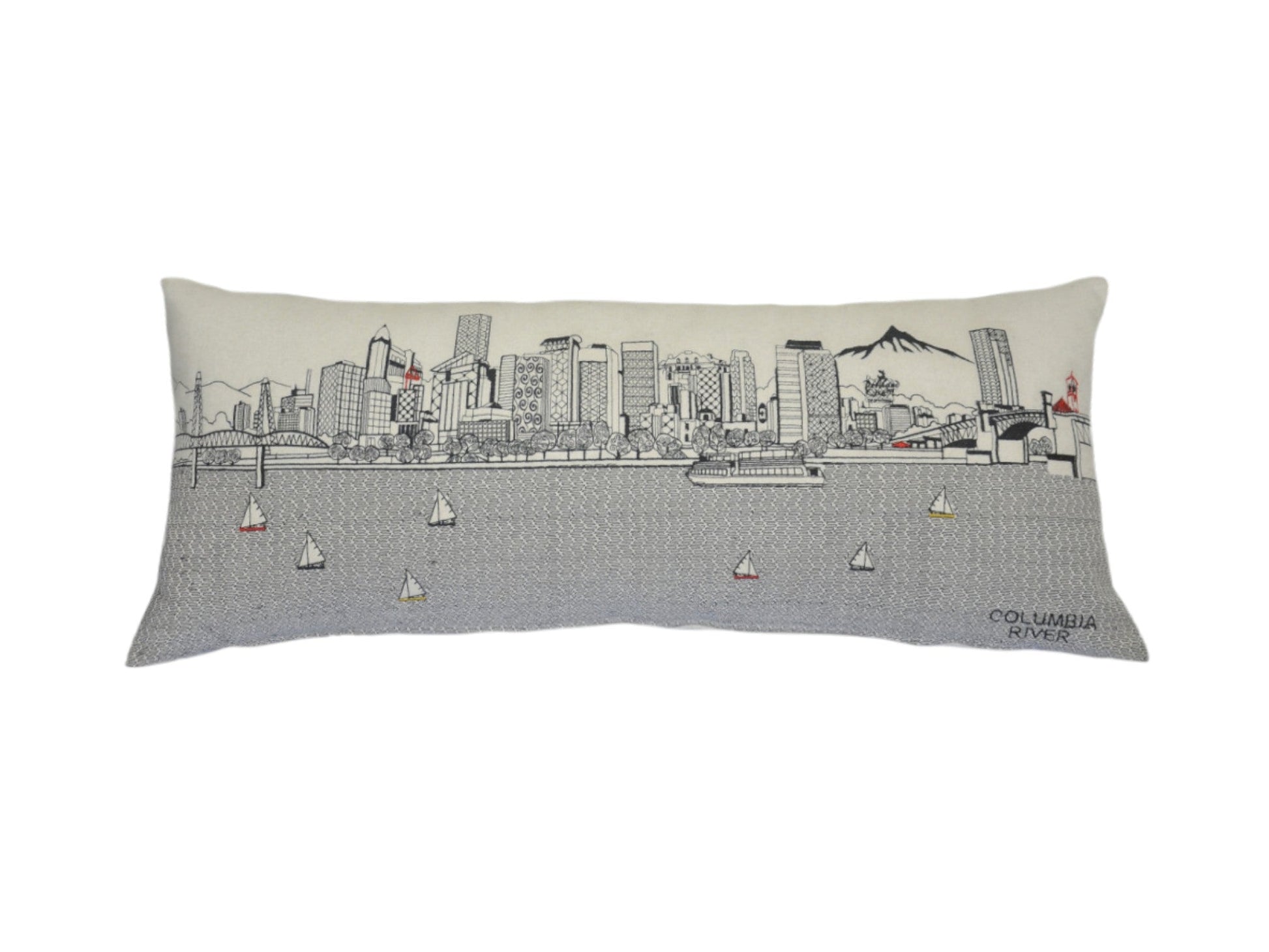 35" White Portland Daylight Skyline Lumbar Decorative Pillow FurniFindUSA