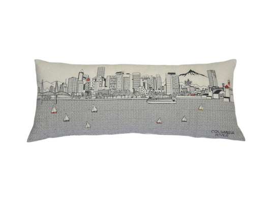 35" White Portland Daylight Skyline Lumbar Decorative Pillow FurniFindUSA
