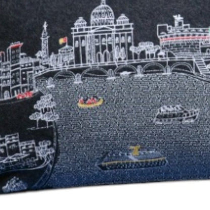 14" X 35" Dark Gray And White Rome Nighttime Skyline Lumbar Decorative Pillow HomeRoots