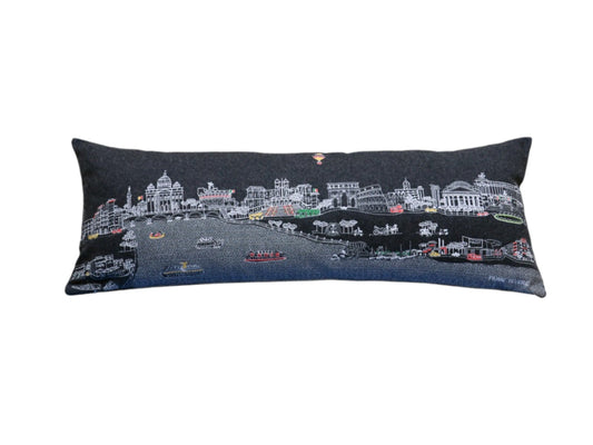 35" Black Rome Nighttime Skyline Lumbar Decorative Pillow FurniFindUSA