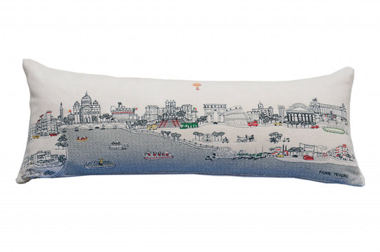 35" White Rome Daylight Skyline Lumbar Decorative Pillow FurniFindUSA