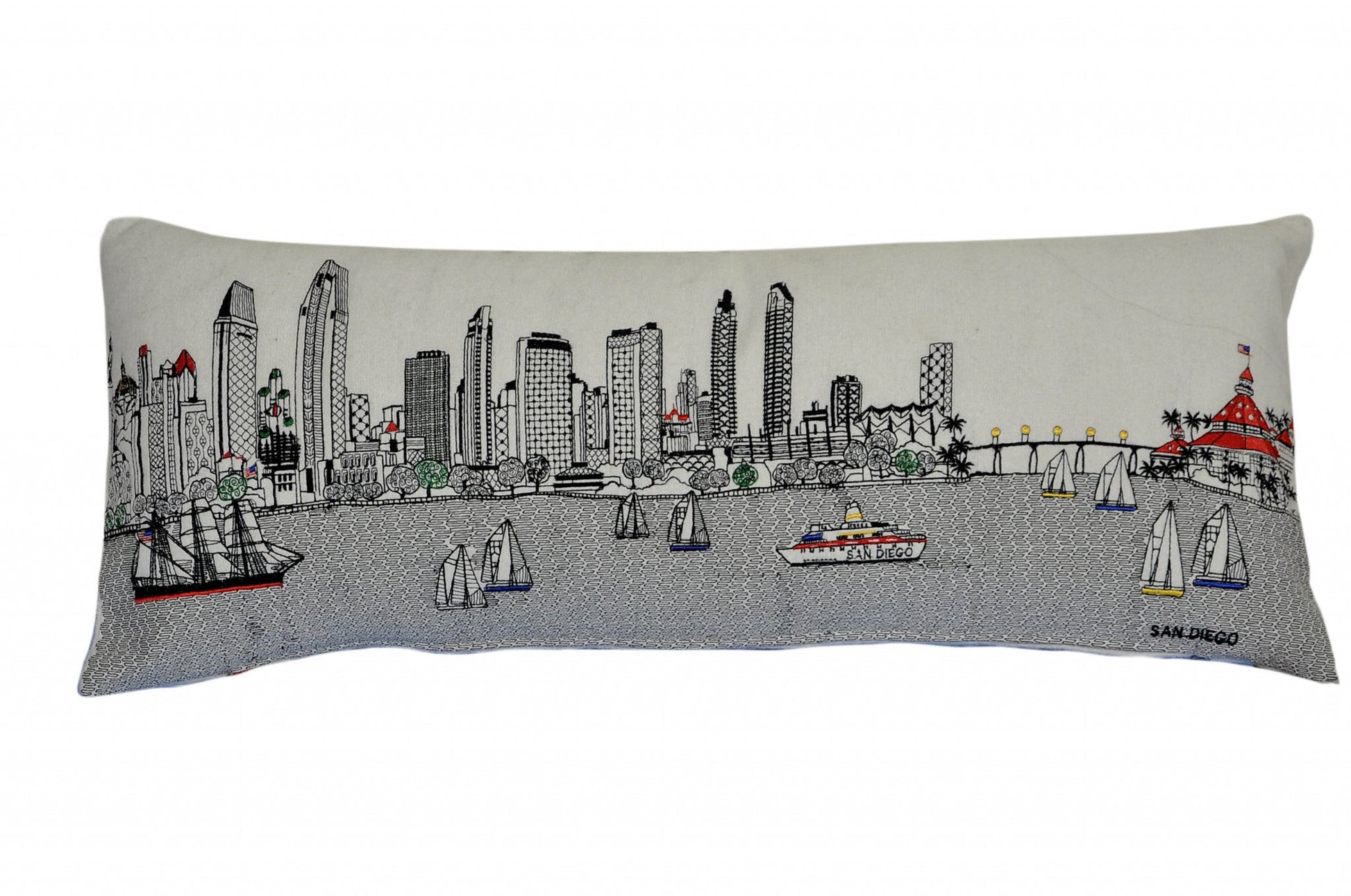 35" White San Diego Daylight Skyline Lumbar Decorative Pillow FurniFindUSA