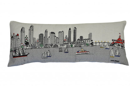 35" White San Diego Daylight Skyline Lumbar Decorative Pillow FurniFindUSA