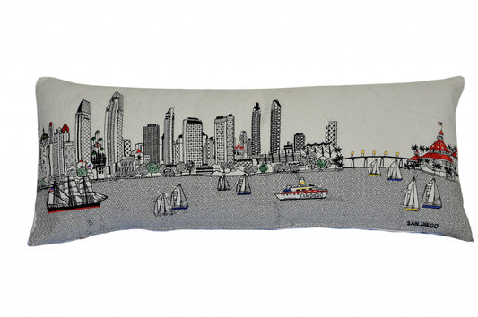 35" White San Diego Daylight Skyline Lumbar Decorative Pillow FurniFindUSA