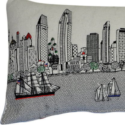 35" White San Diego Daylight Skyline Lumbar Decorative Pillow FurniFindUSA