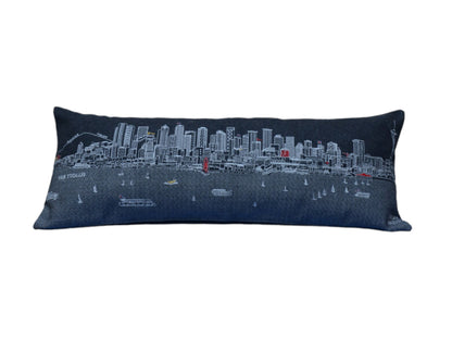 35" Black Seattle Nighttime Skyline Lumbar Decorative Pillow FurniFindUSA