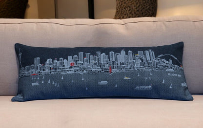 35" Black Seattle Nighttime Skyline Lumbar Decorative Pillow FurniFindUSA
