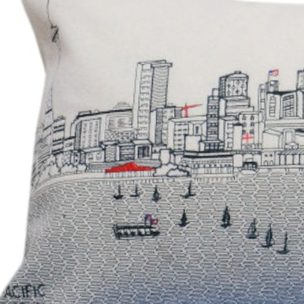 35" White Seattle Daylight Skyline Lumbar Decorative Pillow FurniFindUSA