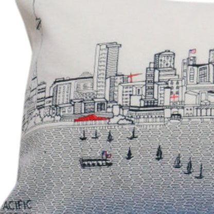 35" White Seattle Daylight Skyline Lumbar Decorative Pillow FurniFindUSA