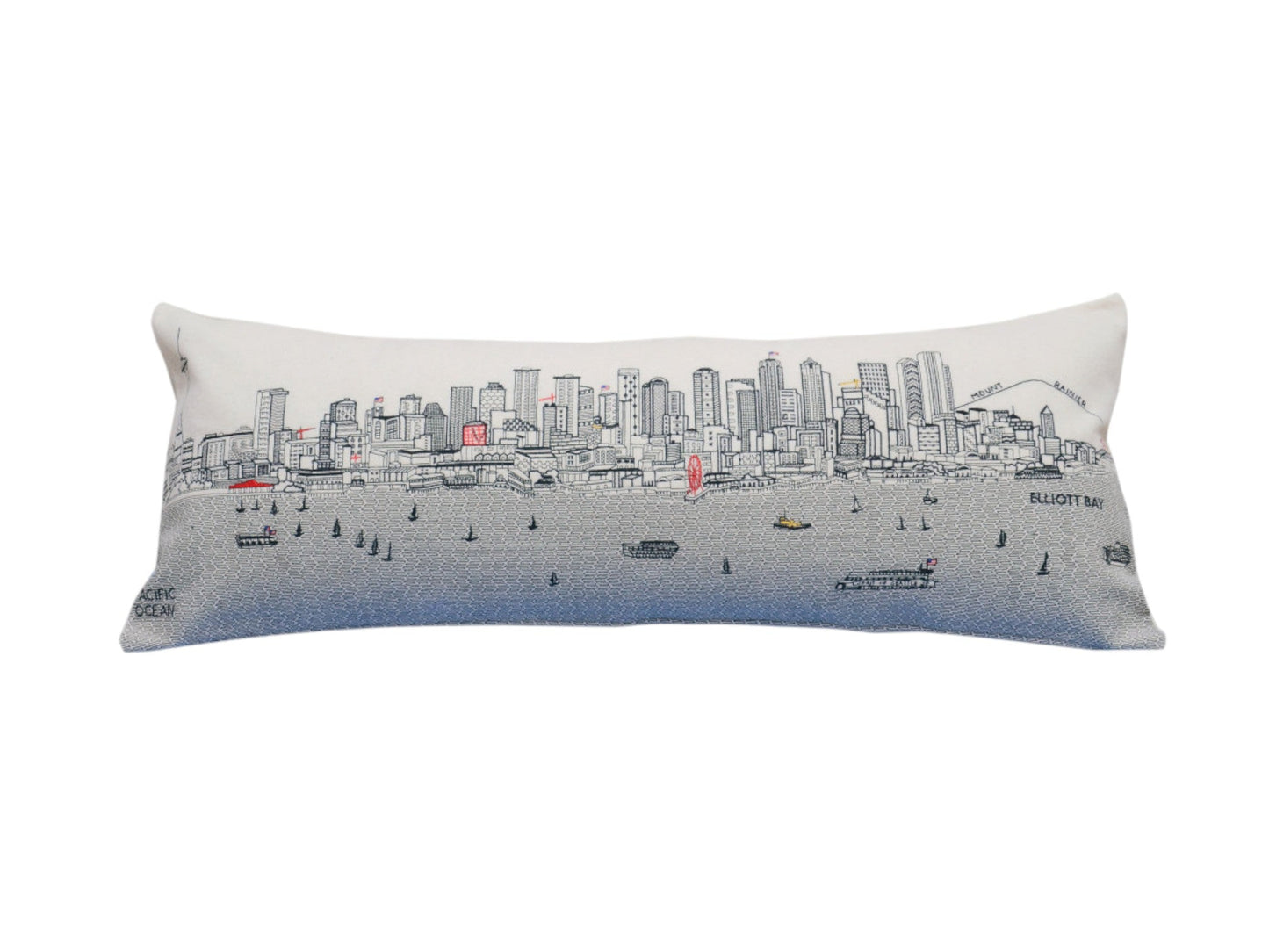 35" White Seattle Daylight Skyline Lumbar Decorative Pillow FurniFindUSA