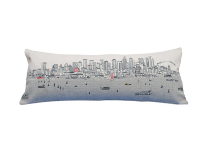 35" White Seattle Daylight Skyline Lumbar Decorative Pillow FurniFindUSA