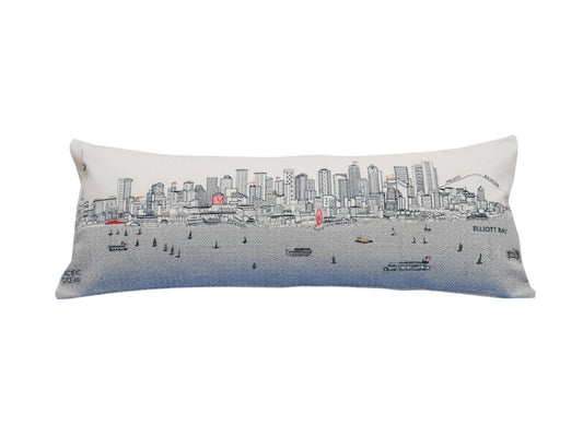 35" White Seattle Daylight Skyline Lumbar Decorative Pillow FurniFindUSA