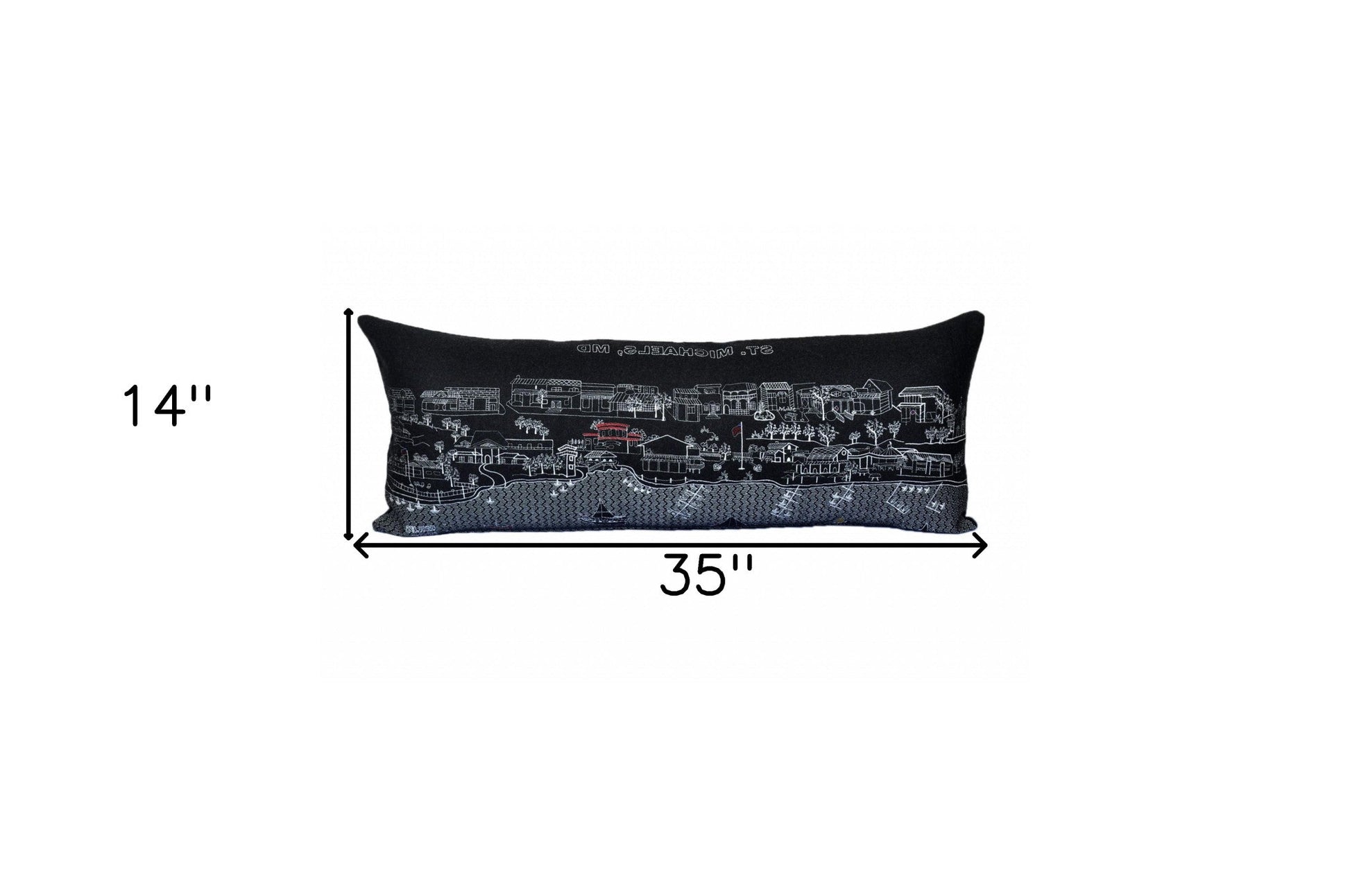 35" Black St Michael's Nighttime Skyline Lumbar Decorative Pillow FurniFindUSA