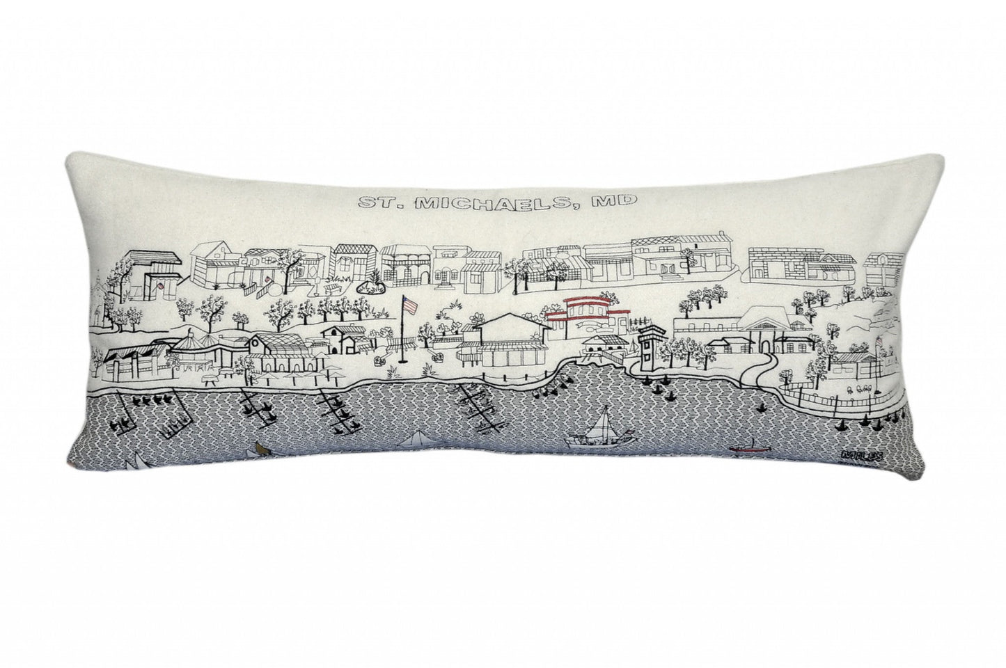 35" White St Michael's Daylight Skyline Lumbar Decorative Pillow FurniFindUSA