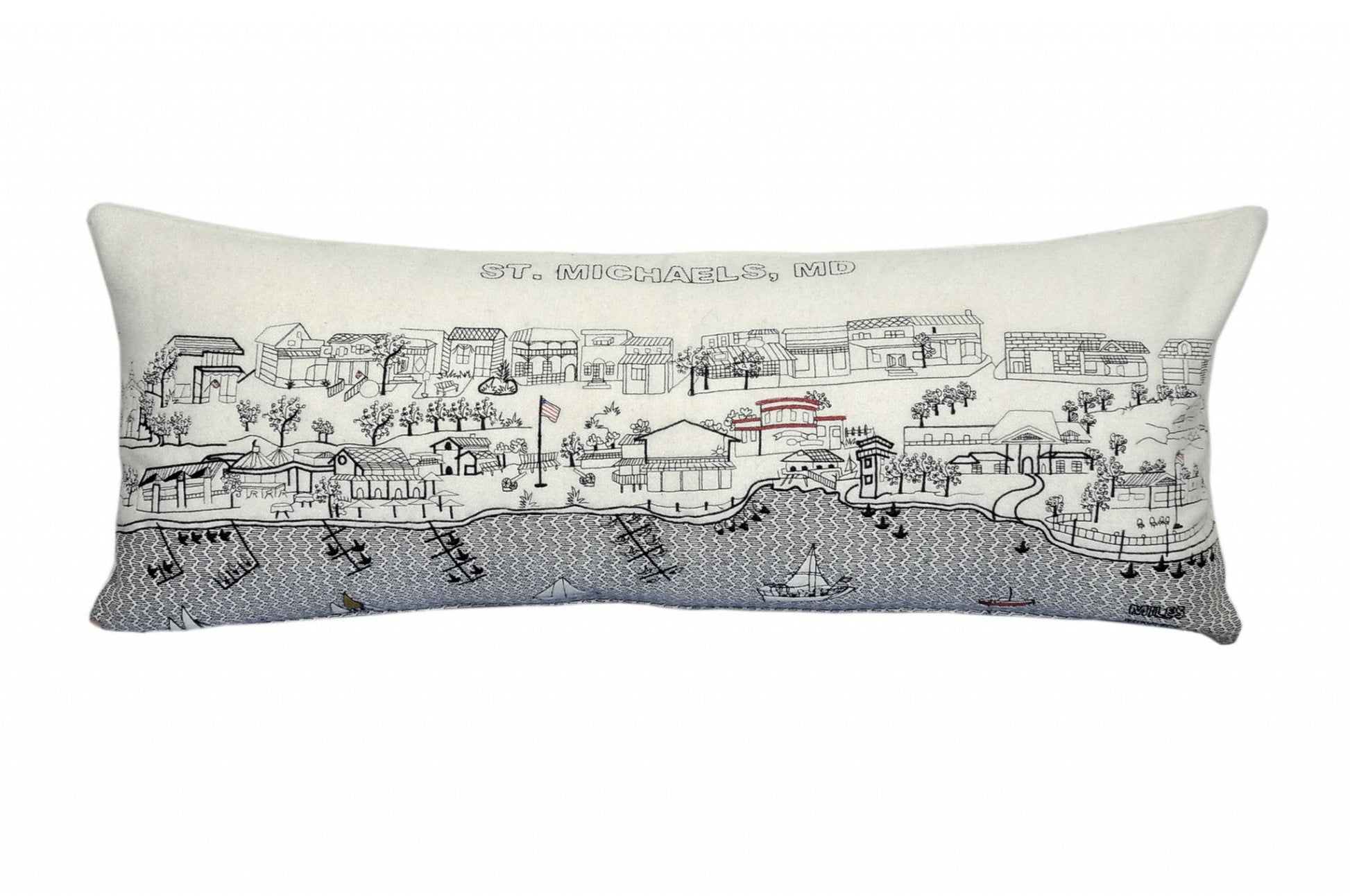 35" White St Michael's Daylight Skyline Lumbar Decorative Pillow FurniFindUSA