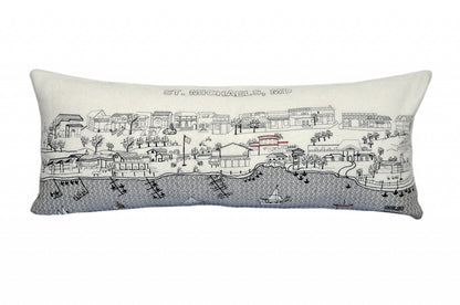 35" White St Michael's Daylight Skyline Lumbar Decorative Pillow FurniFindUSA