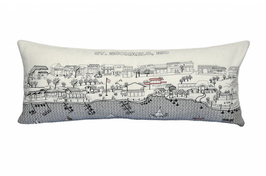 35" White St Michael's Daylight Skyline Lumbar Decorative Pillow FurniFindUSA