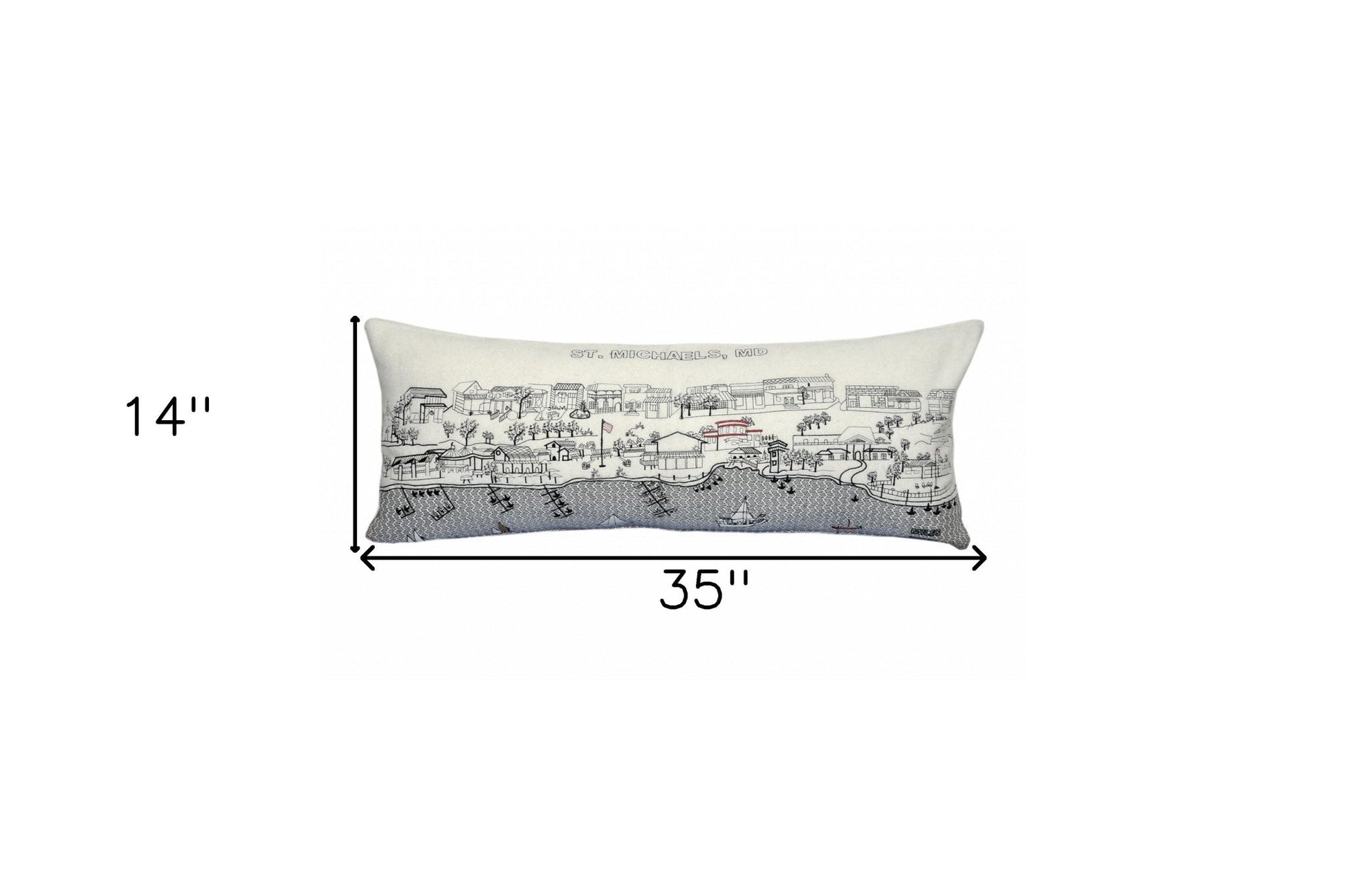 35" White St Michael's Daylight Skyline Lumbar Decorative Pillow FurniFindUSA