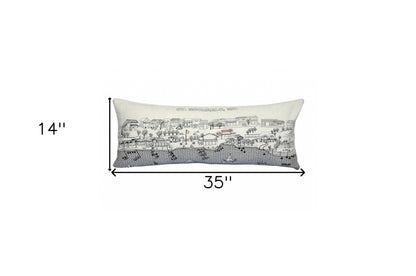 35" White St Michael's Daylight Skyline Lumbar Decorative Pillow FurniFindUSA