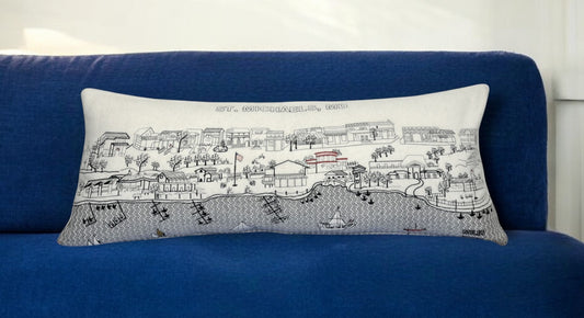 35" White St Michael's Daylight Skyline Lumbar Decorative Pillow FurniFindUSA