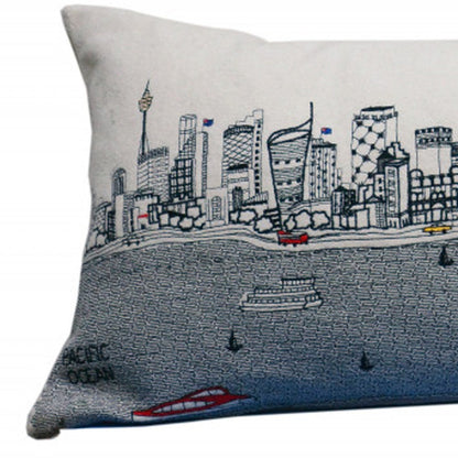 35" White Sydney Daylight Skyline Lumbar Decorative Pillow FurniFindUSA