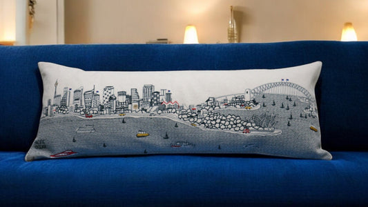 35" White Sydney Daylight Skyline Lumbar Decorative Pillow FurniFindUSA
