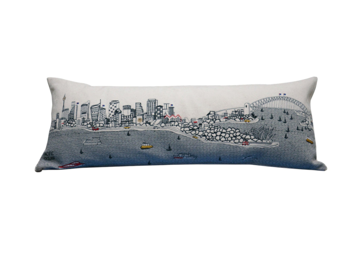 35" White Sydney Daylight Skyline Lumbar Decorative Pillow FurniFindUSA