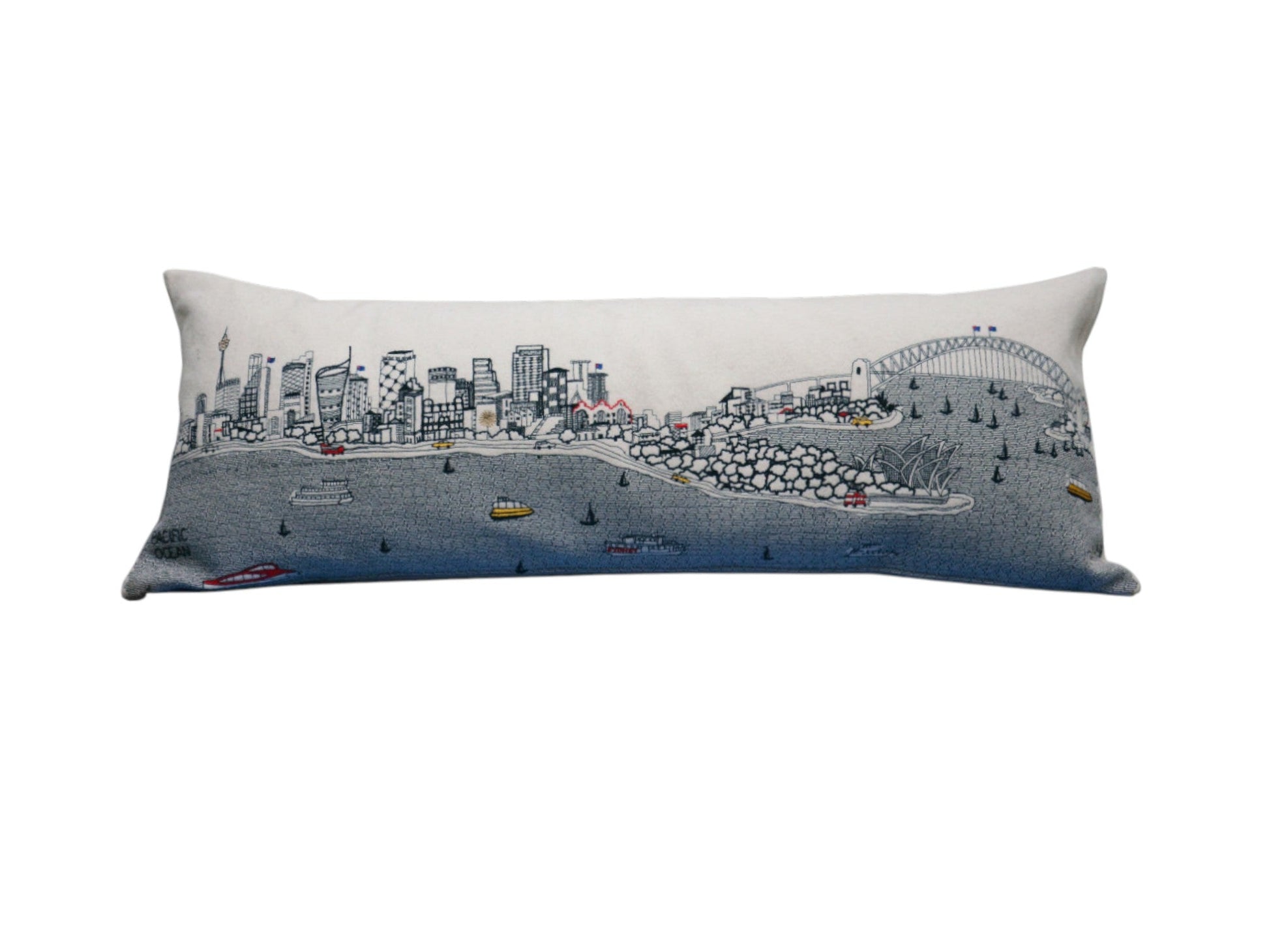 35" White Sydney Daylight Skyline Lumbar Decorative Pillow FurniFindUSA