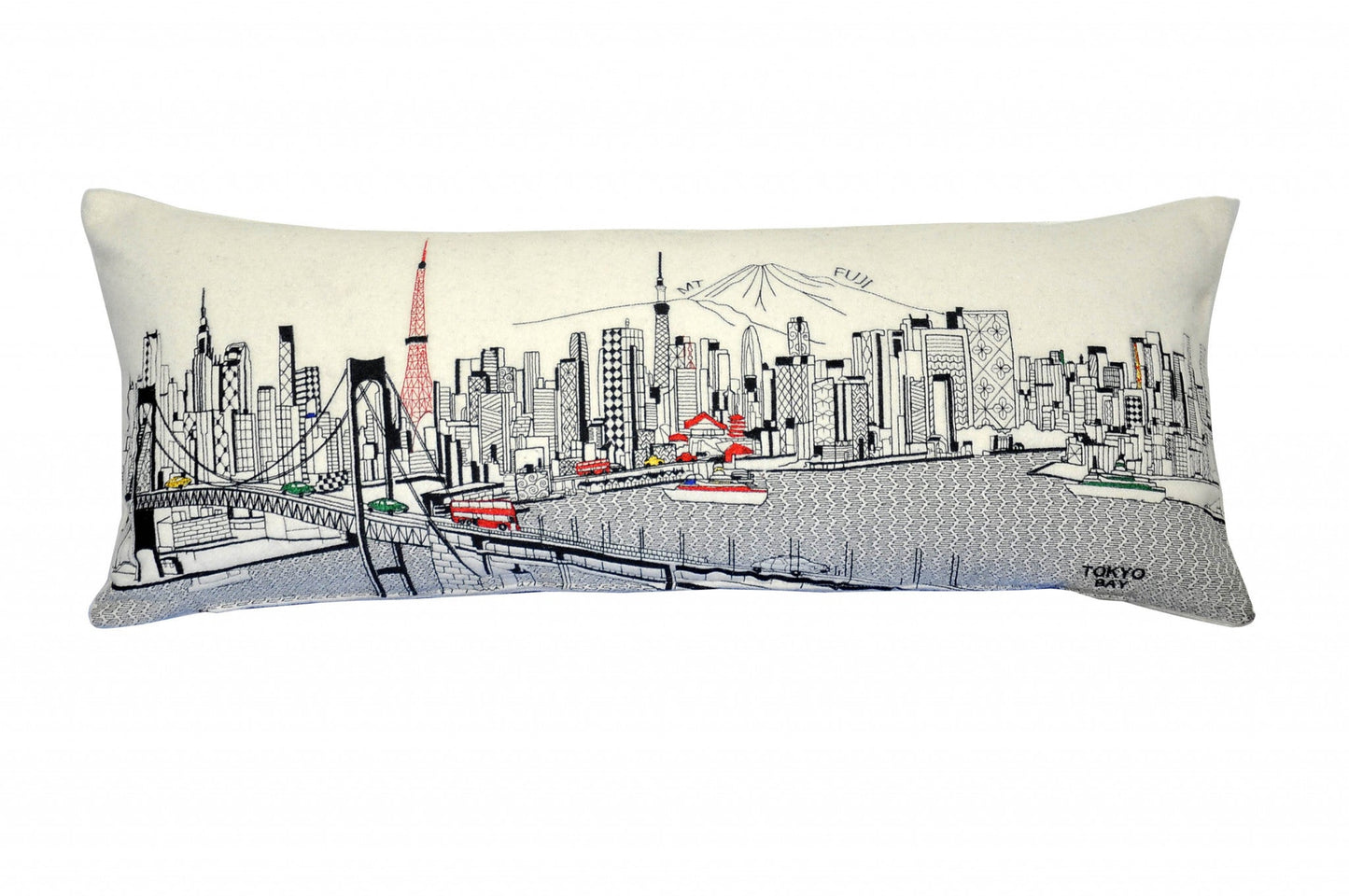 35" White Tokyo Daylight Skyline Lumbar Decorative Pillow FurniFindUSA
