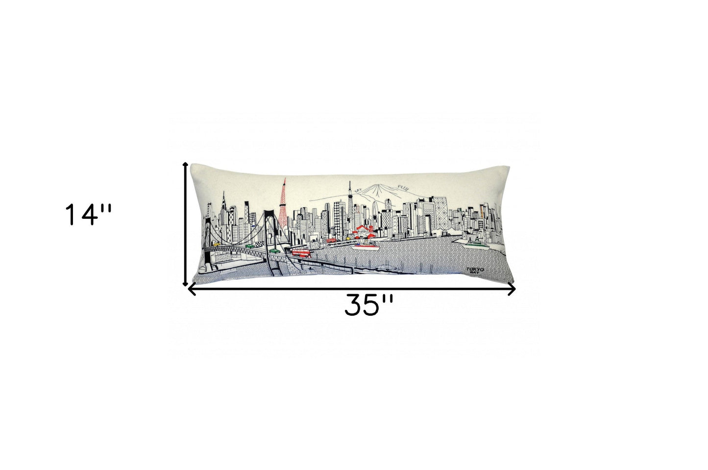 35" White Tokyo Daylight Skyline Lumbar Decorative Pillow FurniFindUSA