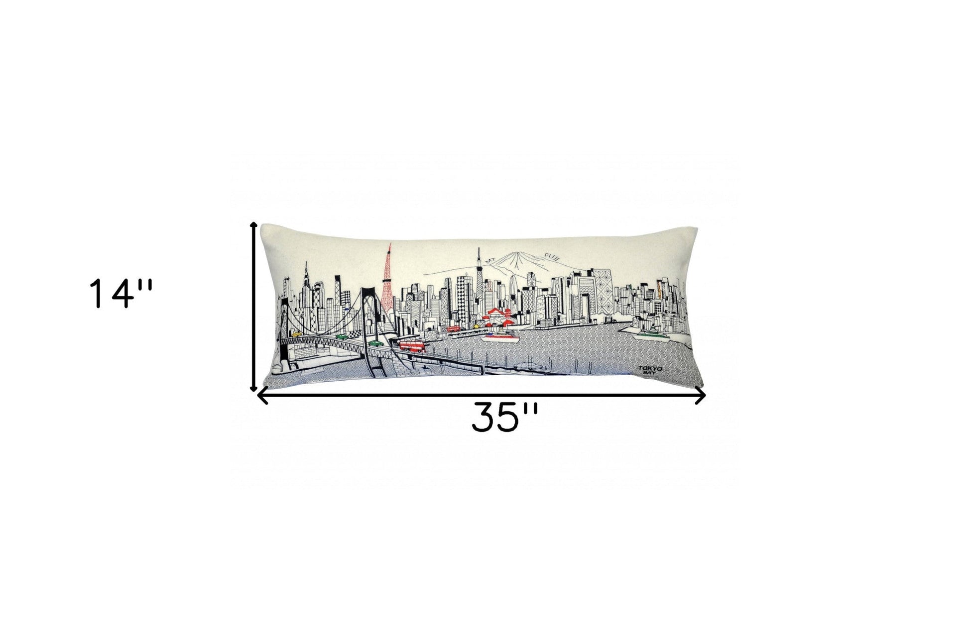 35" White Tokyo Daylight Skyline Lumbar Decorative Pillow FurniFindUSA