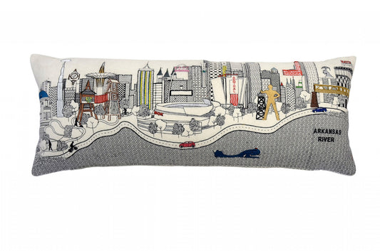 35" White Tulsa Daylight Skyline Lumbar Decorative Pillow FurniFindUSA