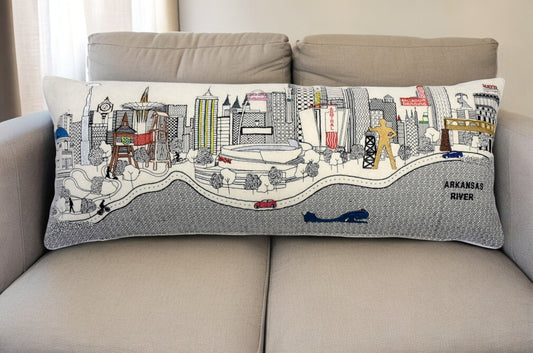 35" White Tulsa Daylight Skyline Lumbar Decorative Pillow FurniFindUSA