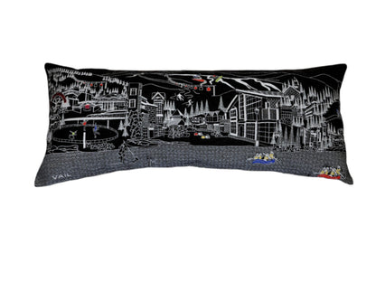 35" Black Vail Nighttime Skyline Lumbar Decorative Pillow FurniFindUSA