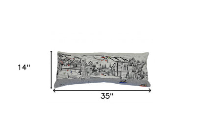 35" White Vail Daylight Skyline Lumbar Decorative Pillow FurniFindUSA