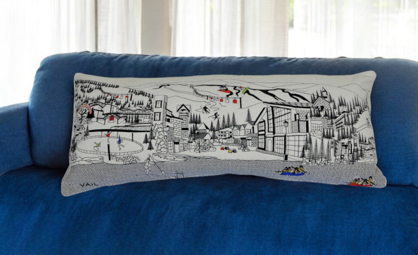 35" White Vail Daylight Skyline Lumbar Decorative Pillow FurniFindUSA