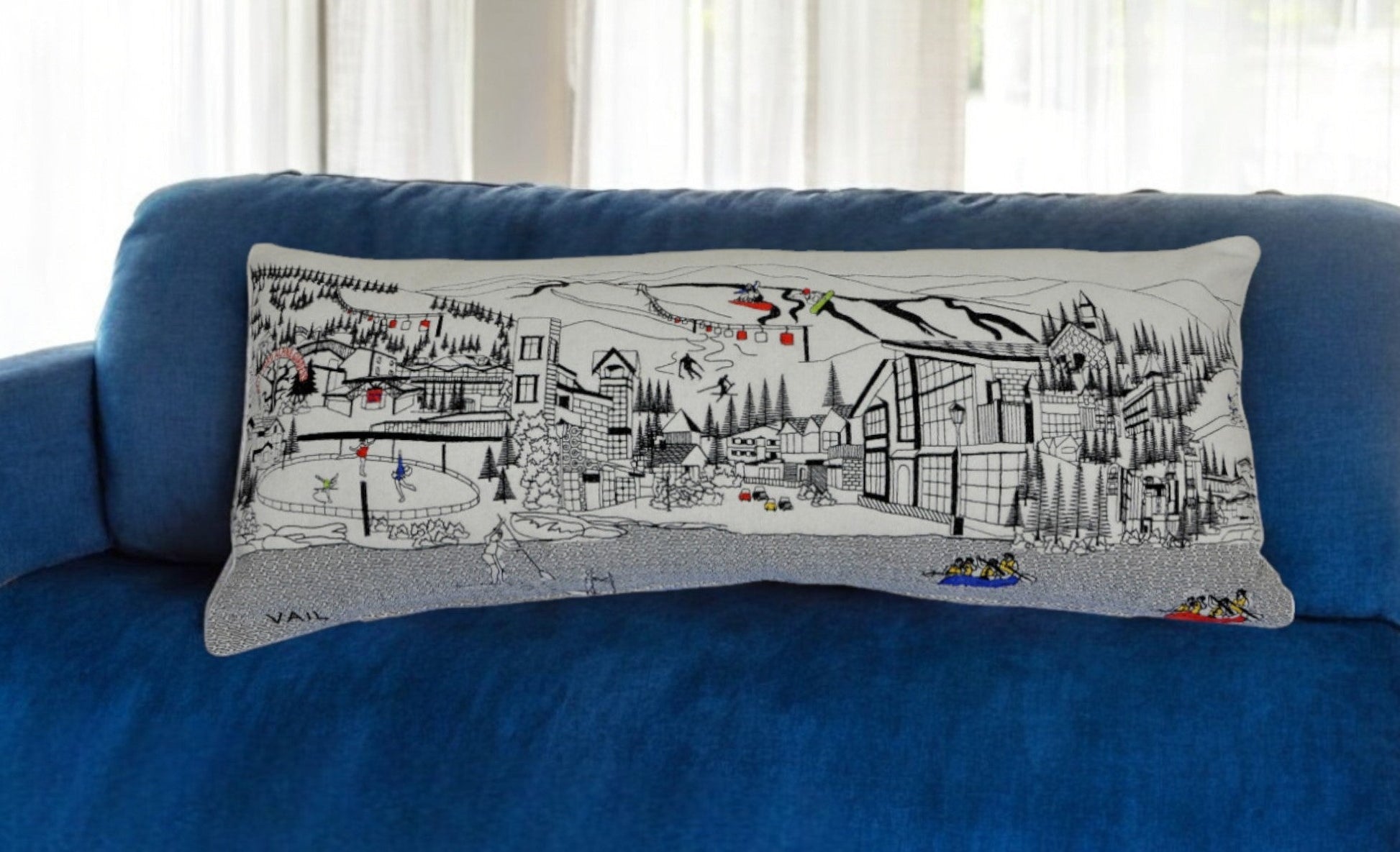 35" White Vail Daylight Skyline Lumbar Decorative Pillow FurniFindUSA