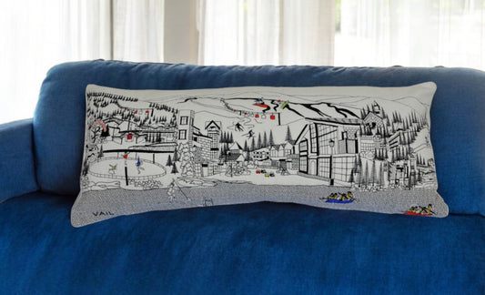 35" White Vail Daylight Skyline Lumbar Decorative Pillow FurniFindUSA