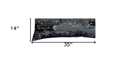 14" X 35" Dark Gray And White Venice Nighttime Skyline Lumbar Decorative Pillow HomeRoots