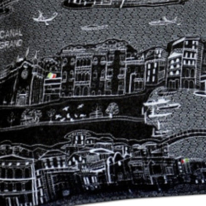 14" X 35" Dark Gray And White Venice Nighttime Skyline Lumbar Decorative Pillow HomeRoots