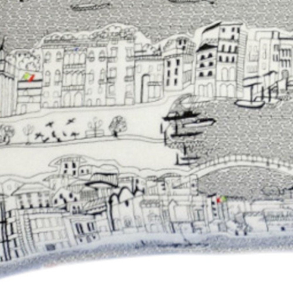 14" X 35" Dark Gray And White Venice Nighttime Skyline Lumbar Decorative Pillow HomeRoots