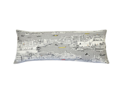 35" White Venice Daylight Skyline Lumbar Decorative Pillow FurniFindUSA