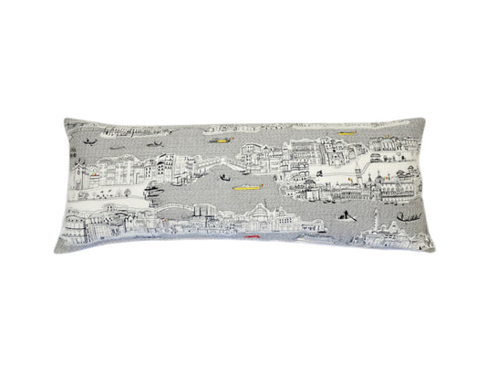35" White Venice Daylight Skyline Lumbar Decorative Pillow FurniFindUSA