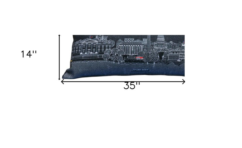 14" X 35" Cream Washington DC Daylight Skyline Lumbar Decorative Pillow — view 4