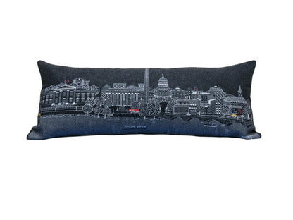 14" X 35" Cream Washington DC Daylight Skyline Lumbar Decorative Pillow HomeRoots